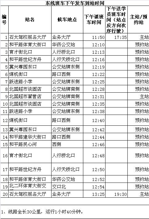 石太驾校班车路线1